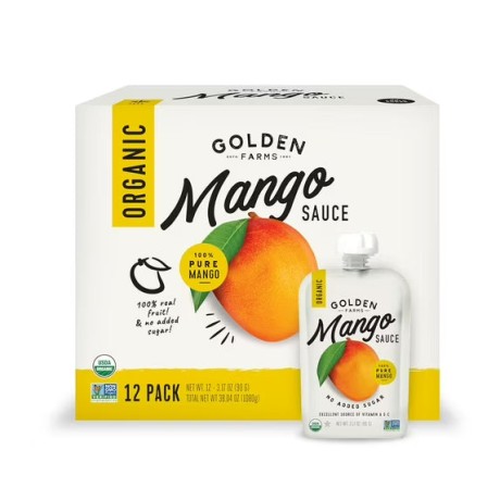 Golden Farms Organic Mango Sauce, 3.17 oz pouch, 12pk
