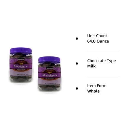 Kirkland Signature Macadamia Clusters Salted Caramel Milk Chocolate JAR - 2 Pack of 2 Lb (32 Oz) Each JAR