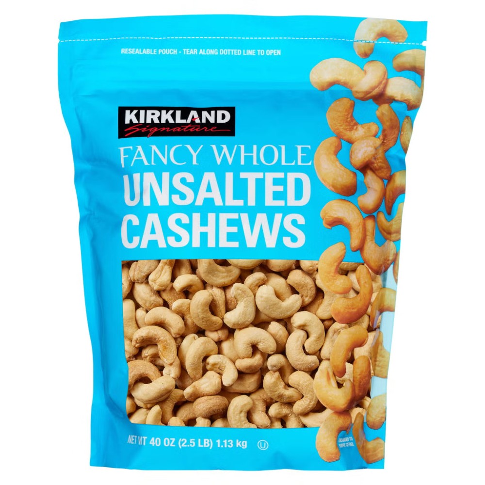 Kirkland Signature Unsalted Cashews, 2.5 Lb, 2 Pack